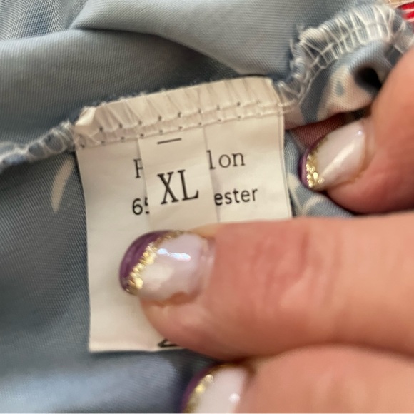 🔻2/$30.00 🔻Size XL Pantalon navy & floral pull-on pants with side pockets.  NWOT - Picture 5 of 9